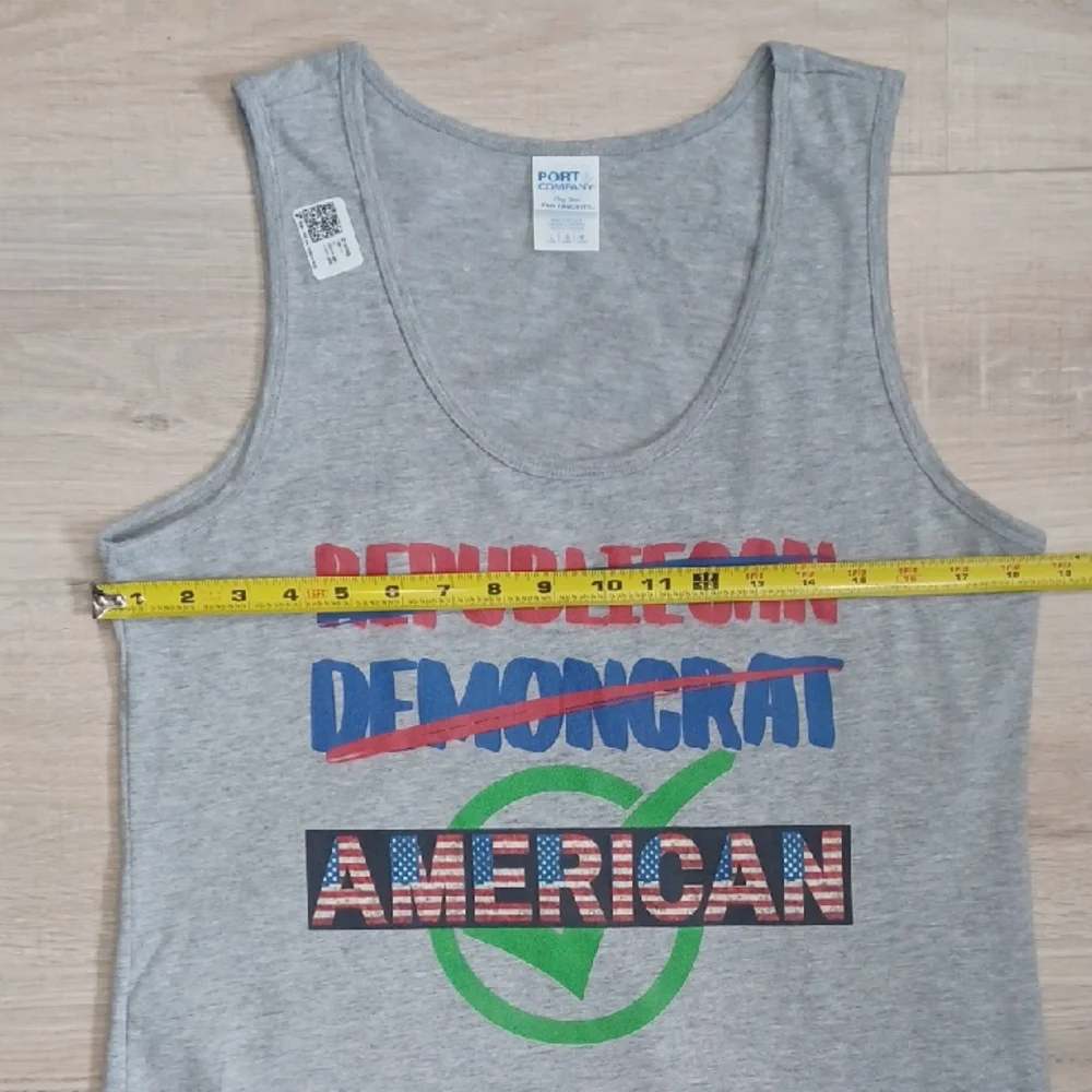 NWT - Medium gray tank American Heritage USA Flag Independent Patriotic July 4th - Picture 9 of 13